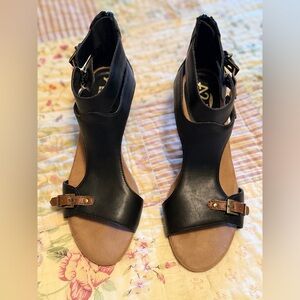 A2 Black Leather Gladiator Style Sandals